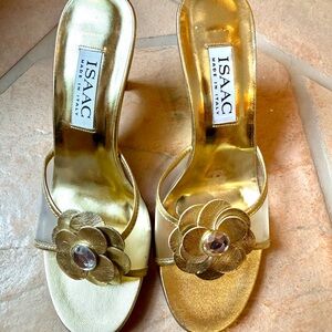 Women's Gold Slide Sandals